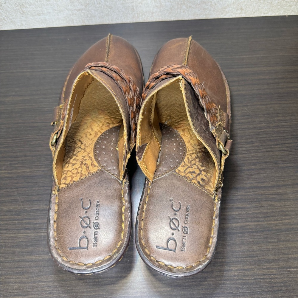 B.O.C Born Concept Western Brown Leather Mules Bohemian Clogs Size 8 - Picture 5 of 10